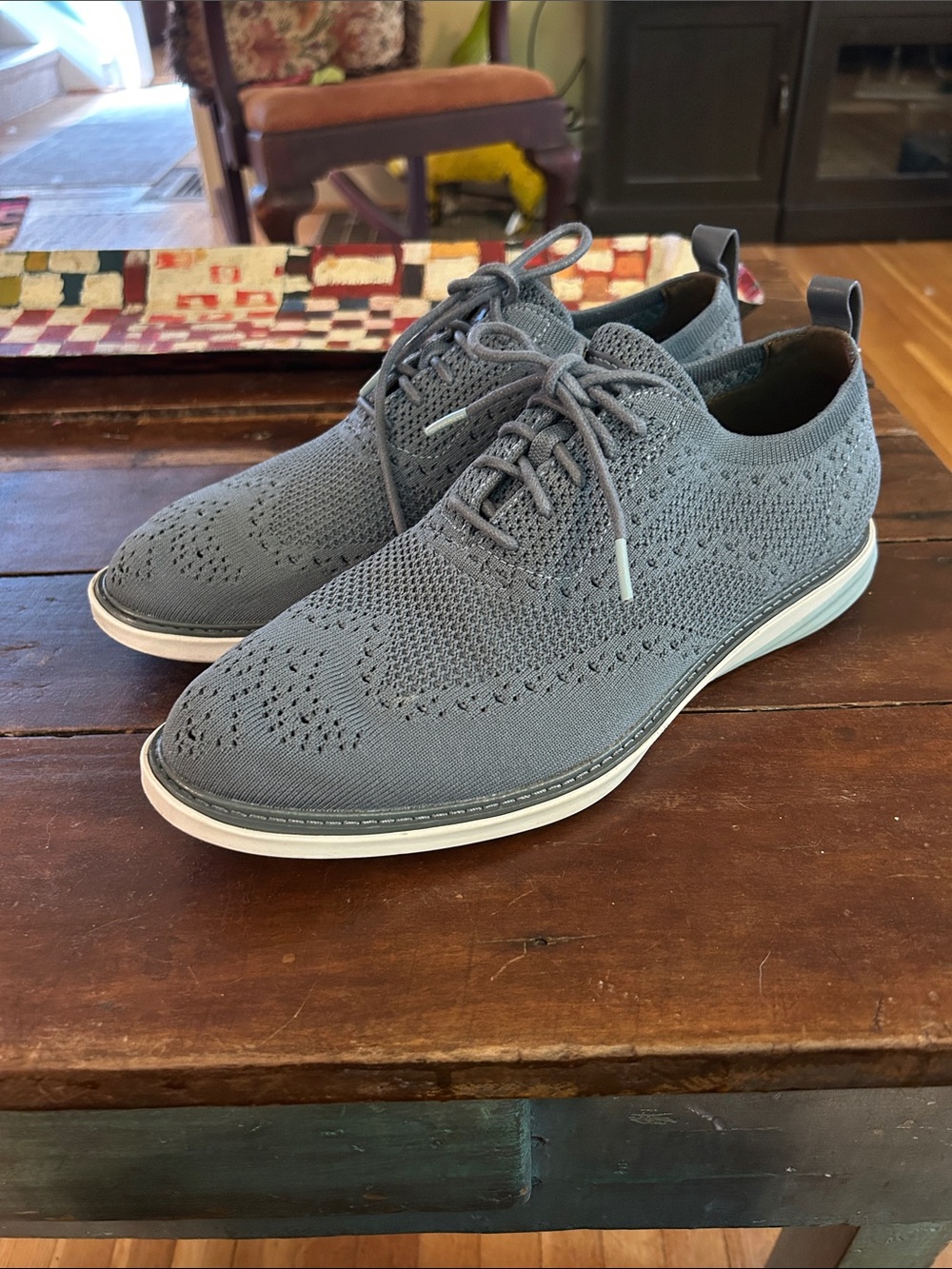 Cole Haan Gray Knit Wingtip Derby Sneakers
